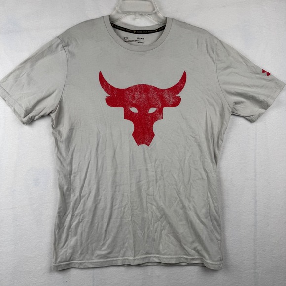 Under Armour Project Rock T Shirt Mens MD Medium Red Bull Short Sleeve